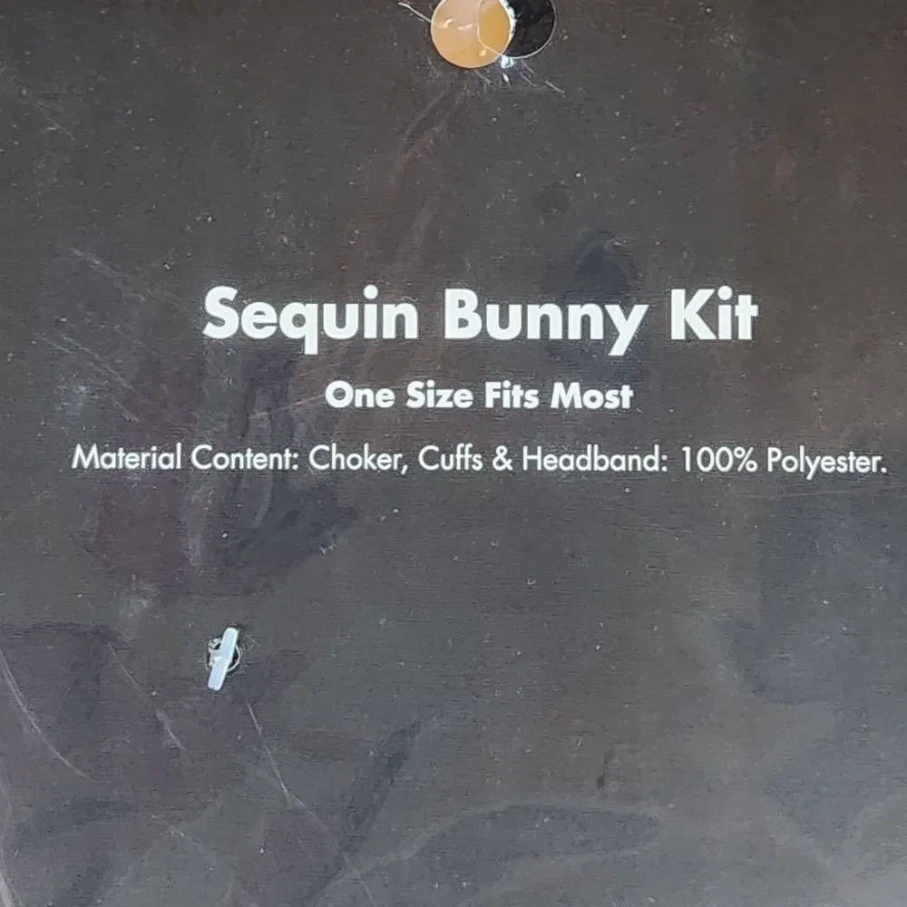 🔸️NIB Spirit Hot Pink & Black Sequined Playboy Bunny Costume Kit - Picture 10 of 12